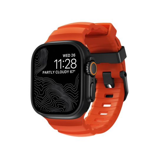 Nomad Rocky Point Band řemínek Apple Watch 49/45/44/42mm černý/oranžový