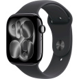 Apple Watch Series 11 Cellular (42mm) Klavírně černý hliník s černým sportovním řemínkem S/M