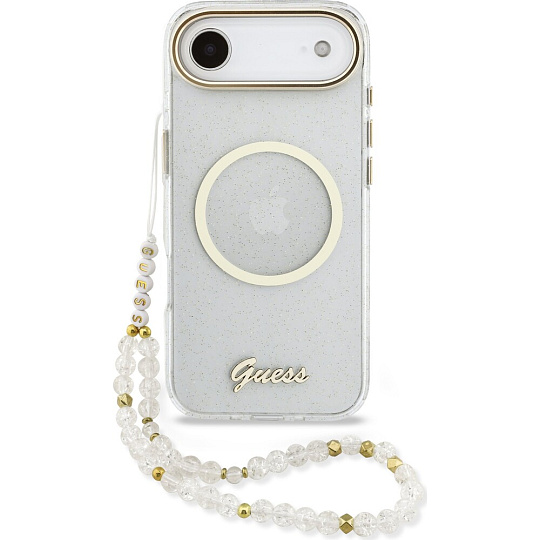 Guess IML Glitter Script Strap MagSafe kryt iPhone Air čirý