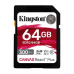 Kingston SDXC karta 64GB Canvas React Plus SDHC UHS-II 300R/260W U3 V90 for Full HD/4K/8K