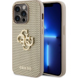 Guess PU Perforated 4G Glitter Metal Logo kryt iPhone 14 Pro zlatý