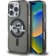 Karl Lagerfeld IML Glitter Karl and Choupette Sketch MagSafe kryt iPhone 16 Pro černý