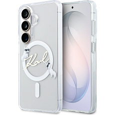 Karl Lagerfeld IML Choupette Karl Script Logo Magnetic kryt Samsung Galaxy S26 čirý