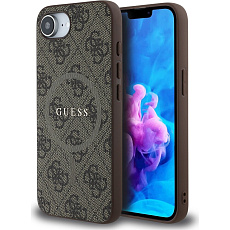 Guess PU Leather 4G Colored Ring MagSafe kryt iPhone 17e/16e hnědý Guess PU Leather 4G Colored Ring MagSafe kryt iPhone 17e/16e hnědý