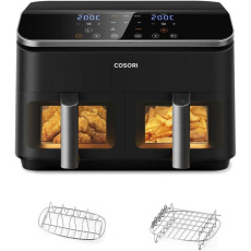 Cosori Dual Basket horkovzdušná fritéza 8,5l + 5x špíz a rošt černá Cosori Dual Basket horkovzdušná fritéza 8,5l + 5x špíz a rošt černá