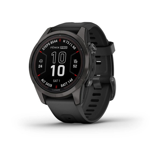 Garmin fenix 7S Pro Sapphire Solar - Carbon Gray DLC Titanium with Black Band, EU