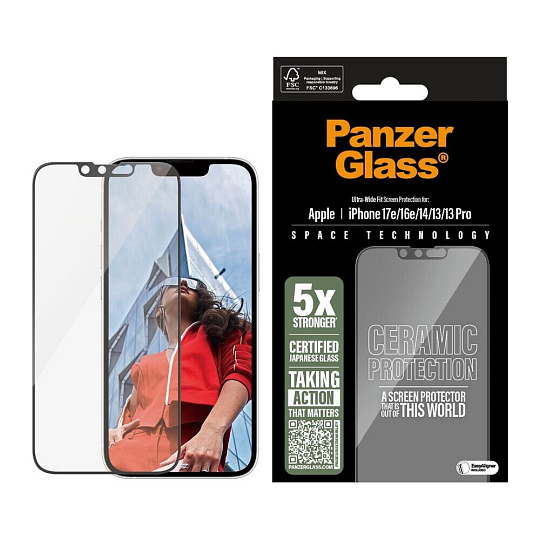 PanzerGlass® Ceramic II sklo Apple iPhone 17e/16e/14/13/13 Pro s instalačním rámečkem
