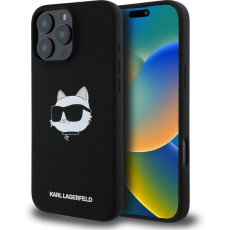 Karl Lagerfeld Liquid Silicone Choupette Head MagSafe kryt iPhone 16 Pro Max černý