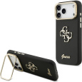 Guess PU Grained 4G Logo Stand Camera Frame kryt iPhone 17 Pro Max černý