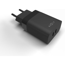 FIXED síťová nabíječka s 2x USB-C výstupem, podpora PD, 35W, černá