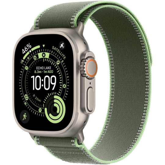 Apple Watch 49/46/45/44mm zelený/neonový Trailový tah S/M přírodní titan