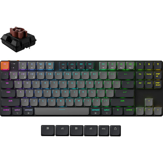 Keychron K1 V6 Keychron Low Profile Brown bezdrátová herní klávesnice (US) černá