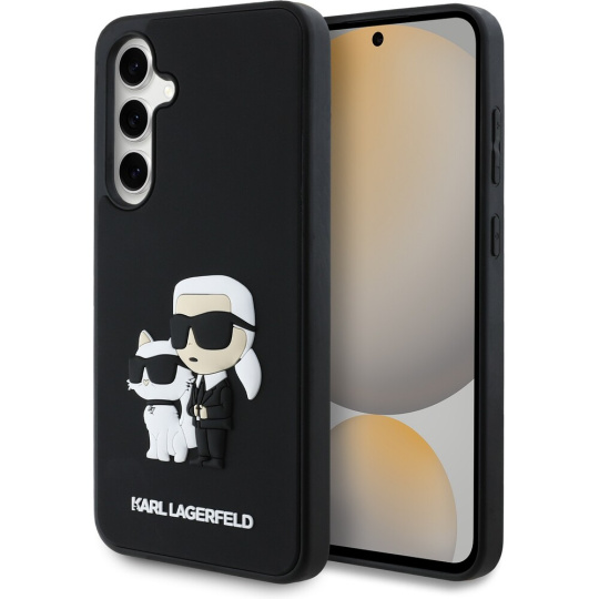 Karl Lagerfeld 3D Rubber Karl and Choupette kryt Samsung Galaxy S24 FE černý