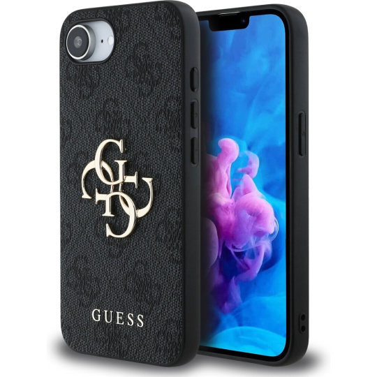 Guess PU 4G Metal Logo kryt iPhone 16e šedý