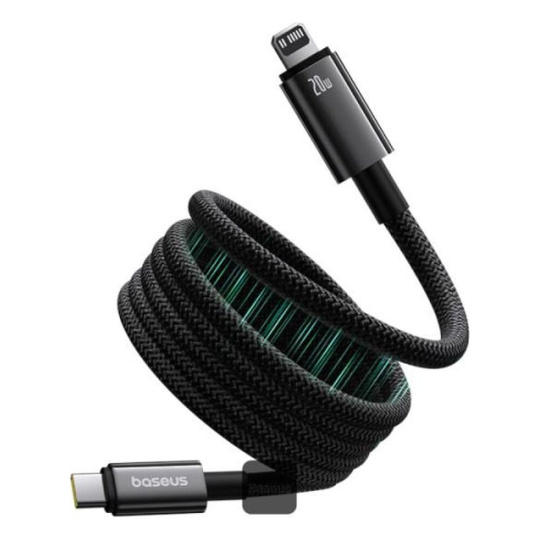 Baseus Tungsten Gold USB-C/Lightning magnetický napájecí kabel 20W 1m černý