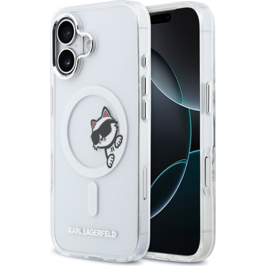 Karl Lagerfeld IML Choupette Peekaboo MagSafe kryt iPhone 17 čirý