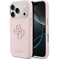 Guess PU Resin Logo kryt iPhone 17 Pro růžový