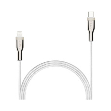 FIXED opletený kabel USB-C/Lightning (PD), MFi, 1.2m, bílý