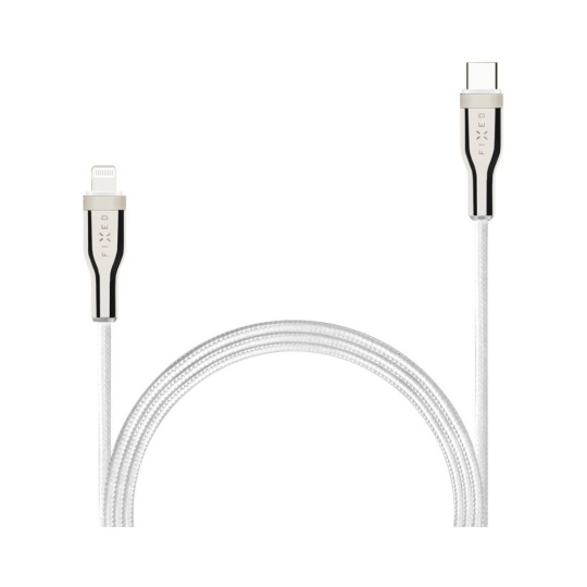 FIXED opletený kabel USB-C/Lightning (PD), MFi, 1.2m, bílý