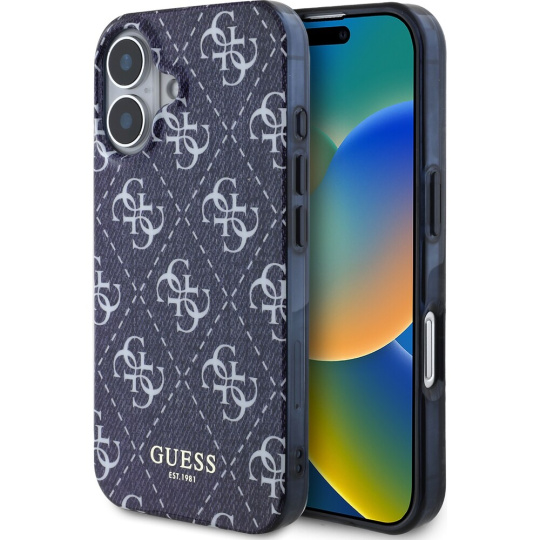 Guess IML Denim Effect MagSafe kryt pro iPhone 16 tmavě modrý