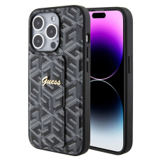 Guess PU Grip Stand G Cube kryt iPhone 15 Pro černý