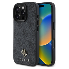 Guess PU 4G Small Metal Logo MagSafe kryt iPhone 16 Pro Max šedý