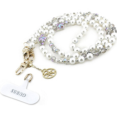Guess Crossbody popruh Pearl and 4G Charm bílý Guess Crossbody popruh Pearl and 4G Charm bílý