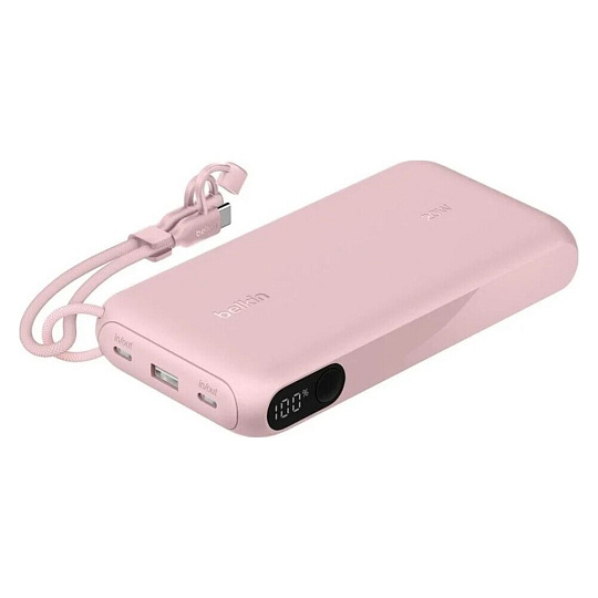 Belkin BOOST CHARGE™ USB-C PowerBanka s displejem, 20000mAh, PD, 20W růžová Belkin BOOST CHARGE™ USB-C PowerBanka s displejem, 20000mAh, PD, 20W růžová