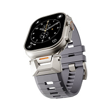 Epico Rubber Pro řemínek s nerezovým zapínáním pro Apple Watch 49/46/45/44/42mm šedý