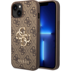 Guess PU 4G Metal Logo kryt iPhone 15 Plus hnědý