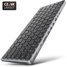 AXAGON HMC-KB-CS USB hub s klávesnicí CZ/SK šedý