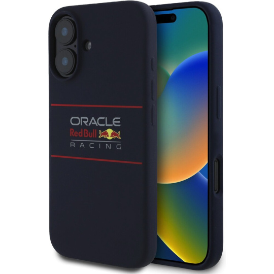 Oracle Red Bull Racing Silicone Horizontal Logo MagSafe kryt iPhone 16 Plus modrý