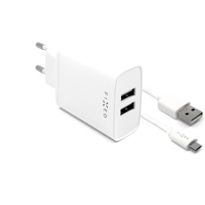 FIXED síťový adaptér Smart Rapid Charge 15 W 2xUSB s kabelem USB/microUSB bílý