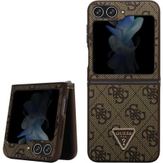 Guess 4G PU Leather Triangle kryt Samsung Galaxy Z Flip5 hnědý