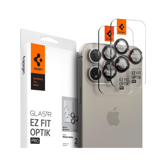 Spigen Glass tR EZ Fit Optik Pro sada skel iPhone 14/15/16 Pro a 14/15/16 Pro Max (2-pack)