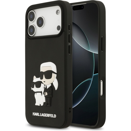 Karl Lagerfeld 3D Rubber Karl and Choupette kryt iPhone 17 Pro Max černý Karl Lagerfeld 3D Rubber Karl and Choupette kryt iPhone 17 Pro Max černý