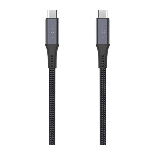 FIXED USB-C kabel s PD 3.1, (2 m), USB4gen2 20Gbps, 4K60Hz, 240W, šedý