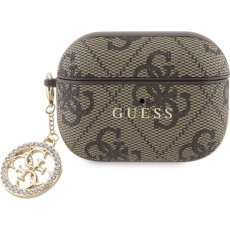 Guess 4G Script PC/PU Charm pouzdro pro AirPods Pro 2 hnědé