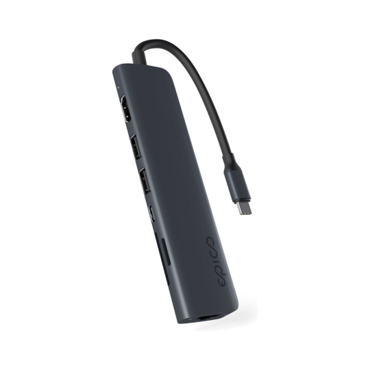 Epico 7v1 hliníkový hub 8K s USB-C temně inkoustový Epico 7v1 hliníkový hub 8K s USB-C temně inkoustový