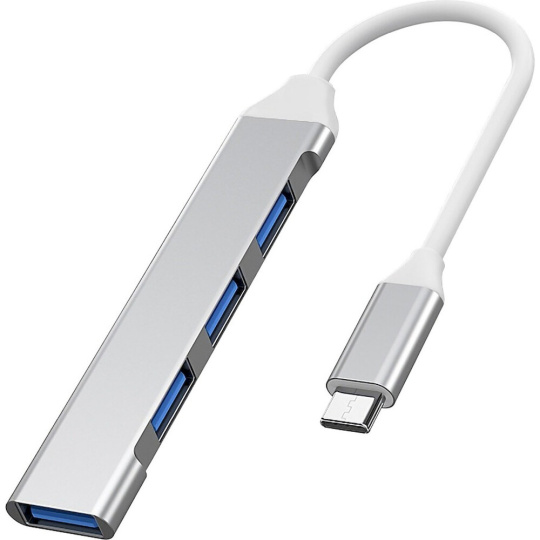 PremiumCord 4v1 USB-C Hub stříbrný