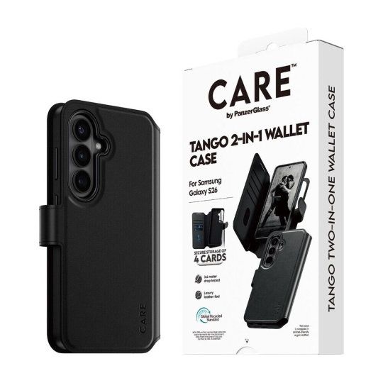 PanzerGlass® CARE Tango Qi 2v1 Wallet Qi pouzdro Samsung Galaxy S26 černé PanzerGlass® CARE Tango Qi 2v1 Wallet Qi pouzdro Samsung Galaxy S26 černé