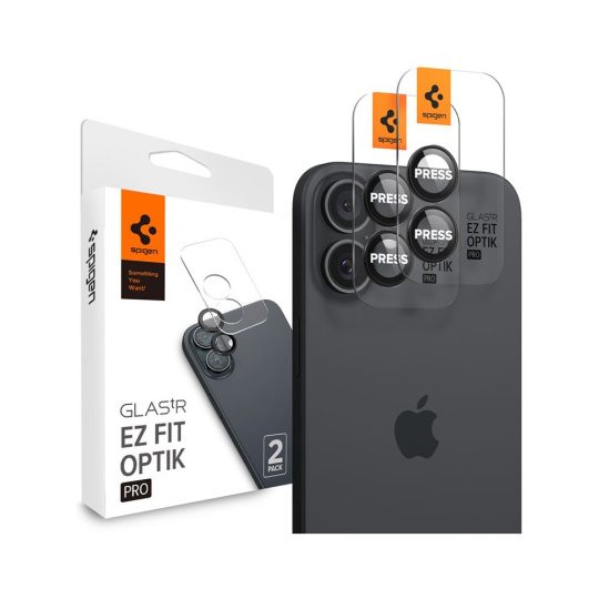 Spigen Glass tR EZ Fit Optik Pro sada skel iPhone 16/16 Plus černá (2-pack)