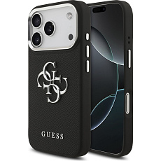 Guess PU Grained 4G Metal Logo kryt iPhone 17 Pro černý