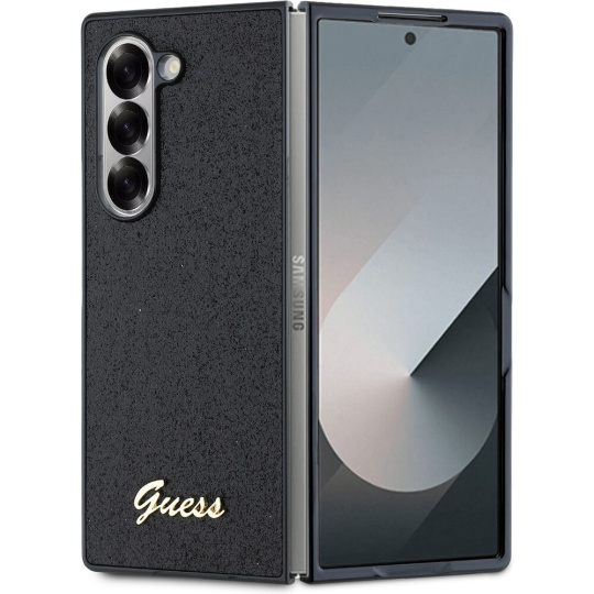 Guess PC/TPU Glitter Flakes Metal Logo kryt Samsung Galaxy Z Fold 6 černý