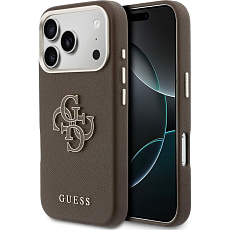 Guess PU Resin Logo kryt iPhone 17 Pro hnědý