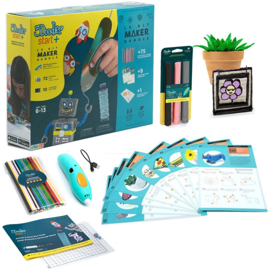 3Doodler 3D Pero Start+ Bundle + 147 náplní, 12 šablon, 9 karet aktivit, podložka