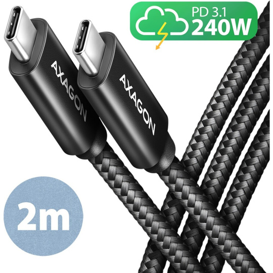 AXAGON BUCM2-CM20AB kabel USB-C 2m černý