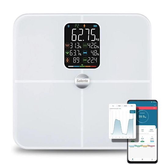 Salente BodyFit, chytrá osobní diagnostická fitness váha, Bluetooth, bílá Salente BodyFit, chytrá osobní diagnostická fitness váha, Bluetooth, bílá
