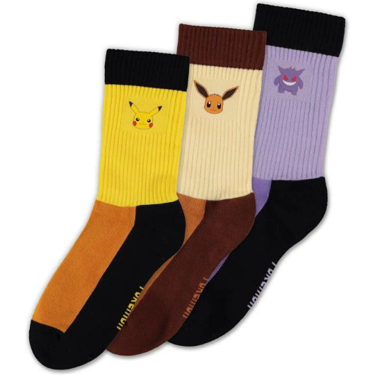 Ponožky Pokémon - Pikachu, Eevee, Gengar 35/38 (3 páry)