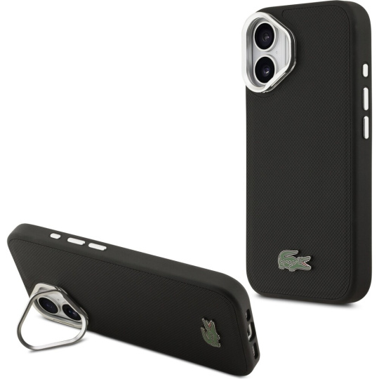 Lacoste Iconic Petit Pique Camera Stand MagSafe kryt iPhone 17 černý